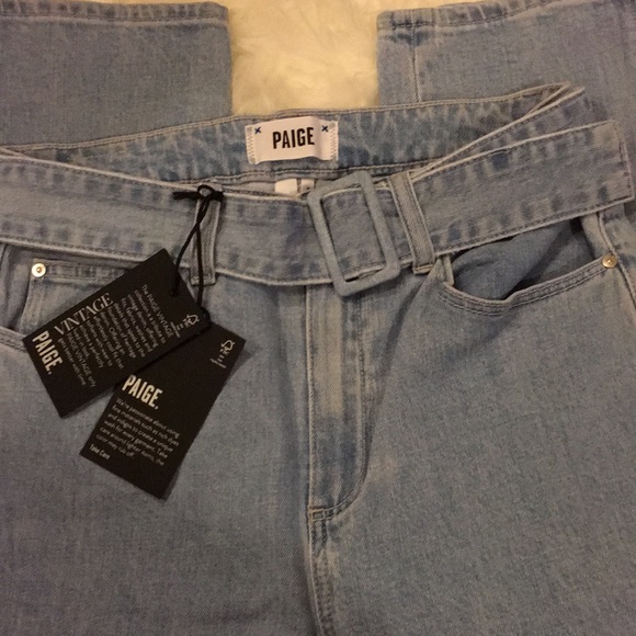 NWT Paige CARROT LEG SELFT BELT-CHEYNE 26 Blue Jeans mom fit High rise - Picture 3 of 10